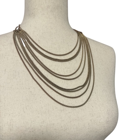 Vintage Layered Gold-Tone Chain Necklace – Elegant Multi-Strand Statement Piece - Picture 2 of 7